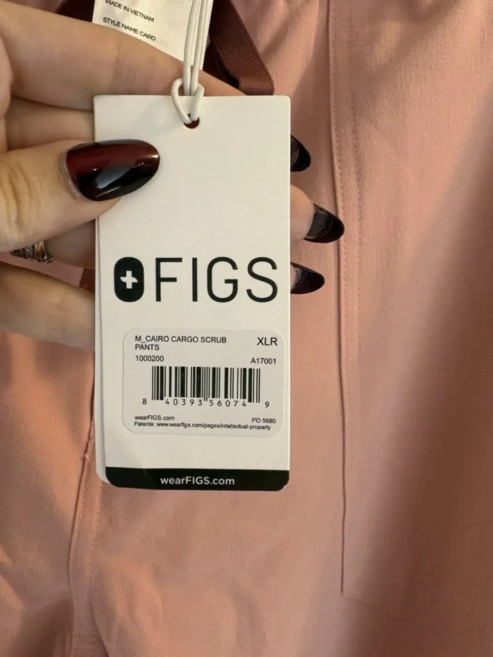 Figs CAIRO Scrub Pants With Aya Logo In Pale Pink Size XLR 36” X 30”